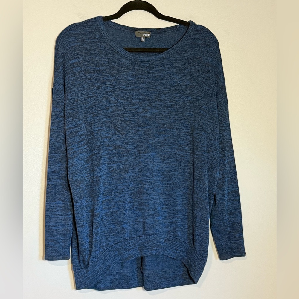 Wilfred Free Heathered Navy Long Sleeve Top (Size S)